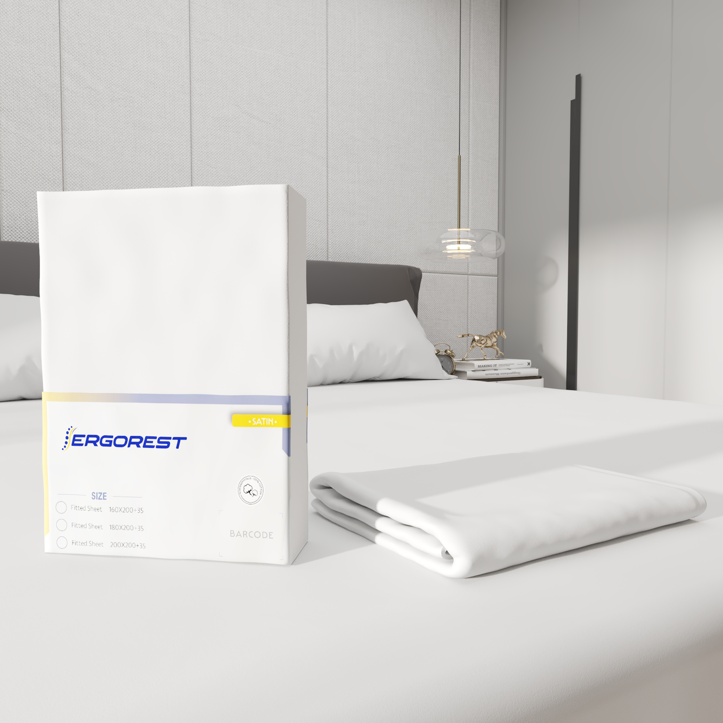 Napenjalna rjuha Ergorest Cotton Satin™ 100 % bombažna satenska rjuha - snežno bela