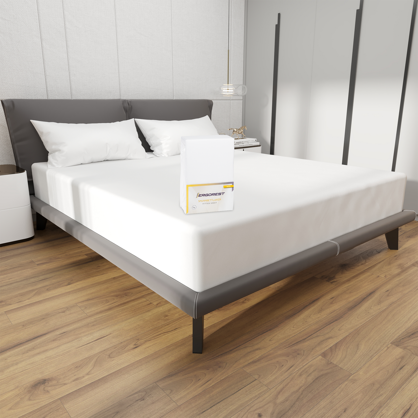 Napenjalna rjuha Ergorest Cotton Satin™ 100 % bombažna satenska rjuha - snežno bela